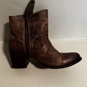 Freebird by Steven Distressed Brown Leather Ankle Bootie